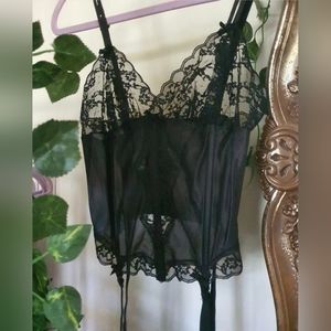 Union Made lace corset/bustier with garters